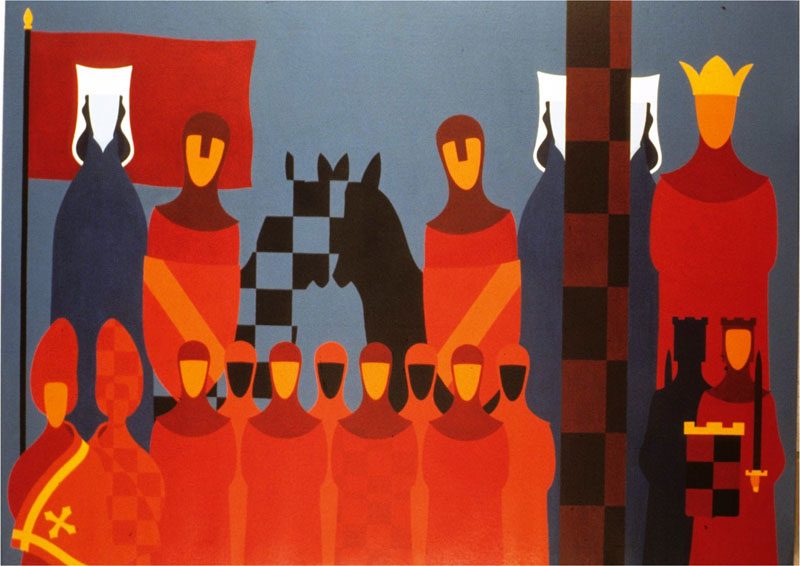 Personaggi e scacchi - olio su tela cm 265X193