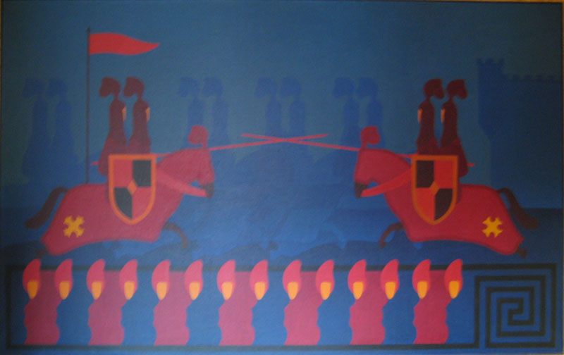 Il torneo - olio su tela cm 298X188
