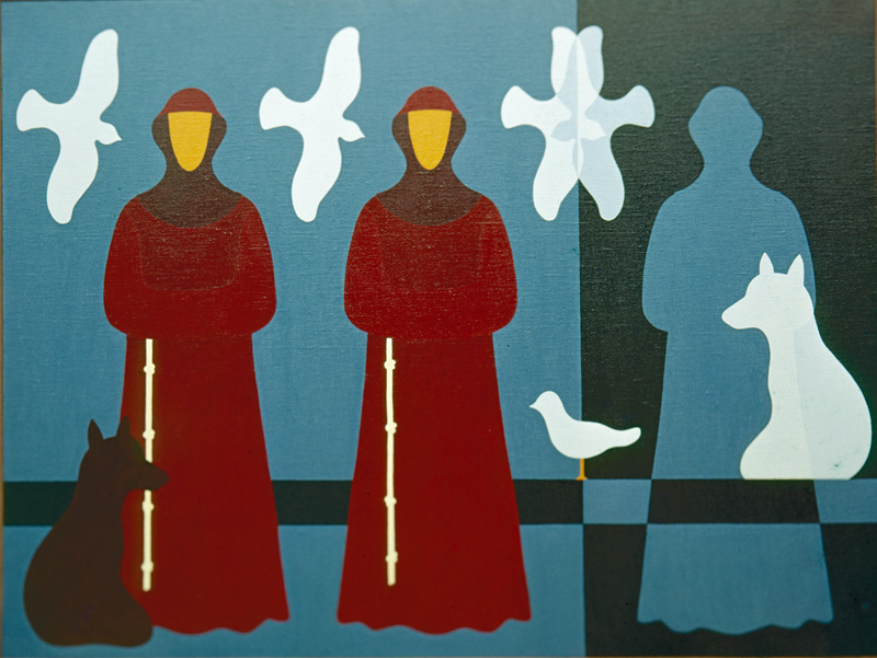 San Francesco e il lupo - olio su tela cm 200X150